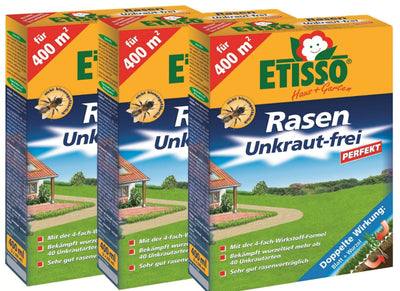 Etisso 3 x 400 ml (1,2 ltr.) Rasenunkrautvernichter Unkrautfrei Perfekt