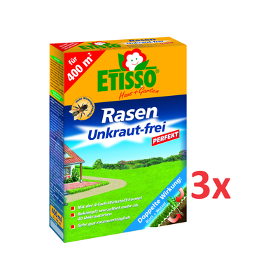 Etisso 1,2 l = (3 x 400 ml) Rasenunkrautvernichter Unkrautfrei Perfekt