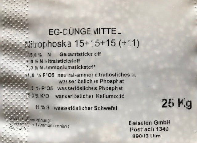 NPK 15+15+15+11 Rasendünger 25 kg