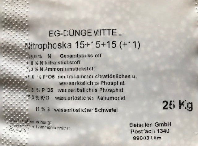 NPK 15+15+15+11 Rasendünger 20 kg Volldünger Phosphat stark – Heinrichs  Agrar