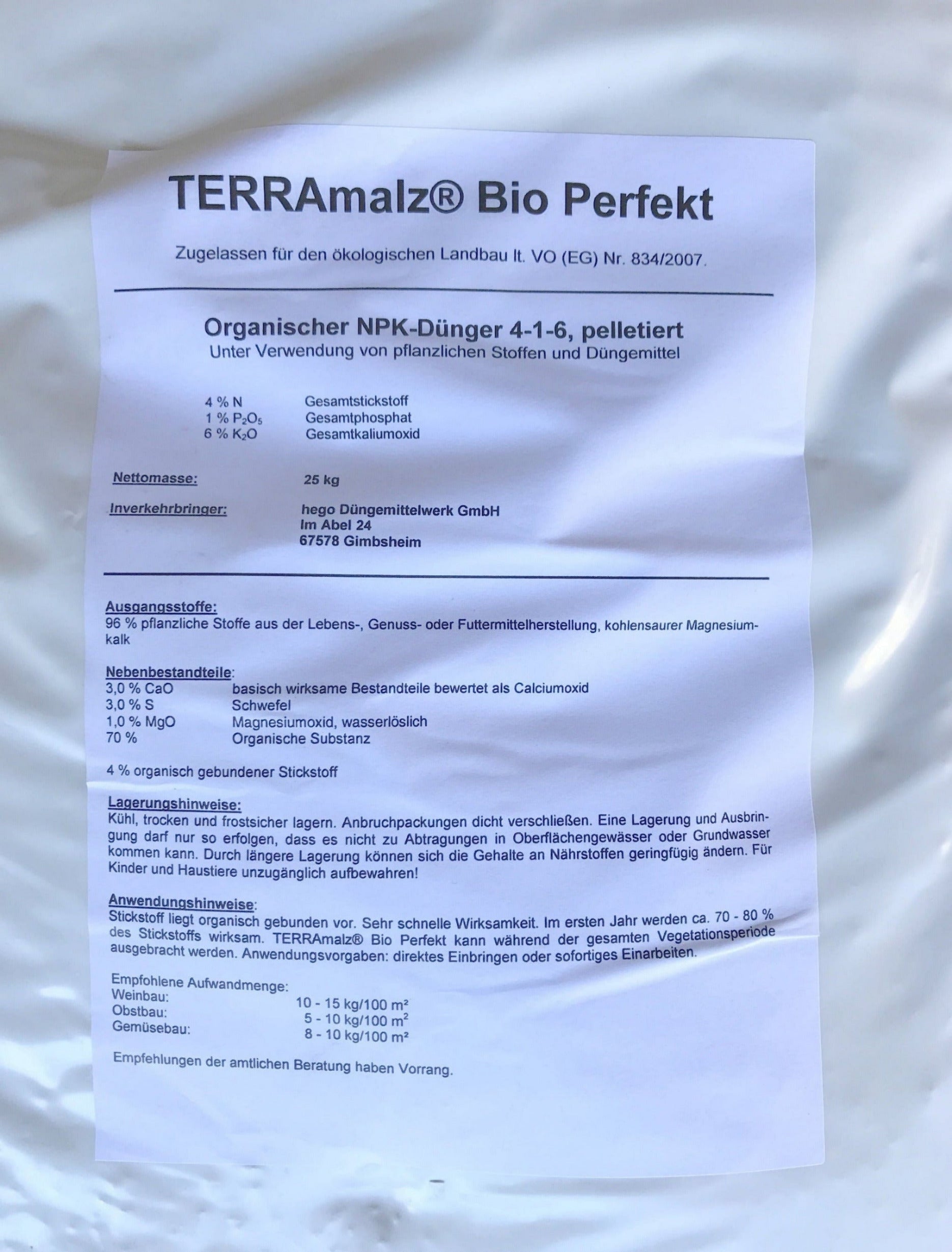 Profi Dünger 5 kg TERRAmalz® Bio Perfekt Malzkeim-Pellets – Heinrichs Agrar