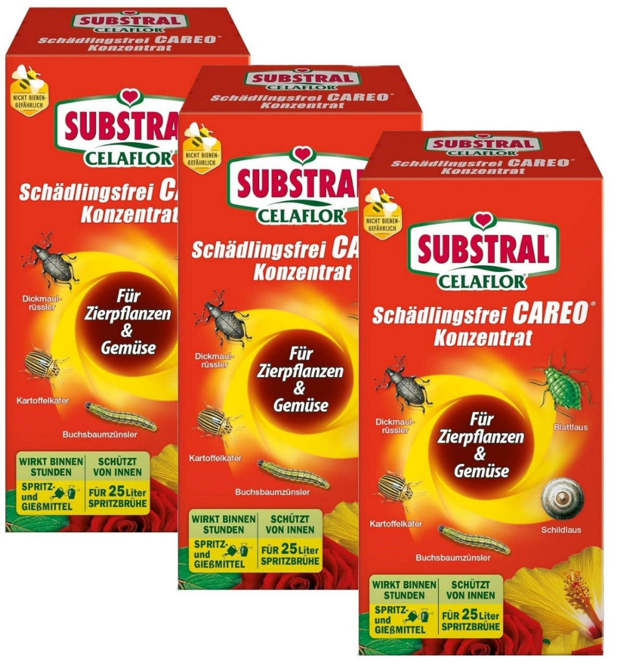 Celaflor Schädlingsfrei CAREO Konzentrat für Gemüse und Zierpflanzen 3 x 250 ml