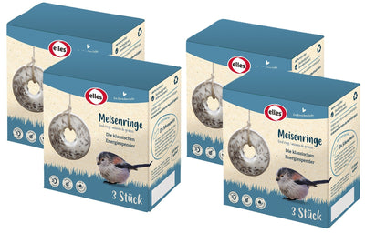 4 x Elles Meisenringe (3 Stück im Pack) ca. 600 g, Vogelfutter, Winterfutter, Fettfutter