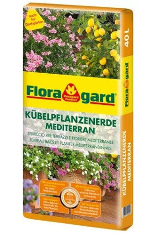 Floragard Kübel- + Palmenerde mediterran 40 L Zitruspflanzen Olivenbaum Dünger