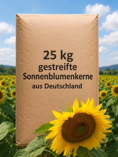 Gestreifte Sonnenblumenkerne im Papiersack 25kg Deutschland Vogelfutter Regional