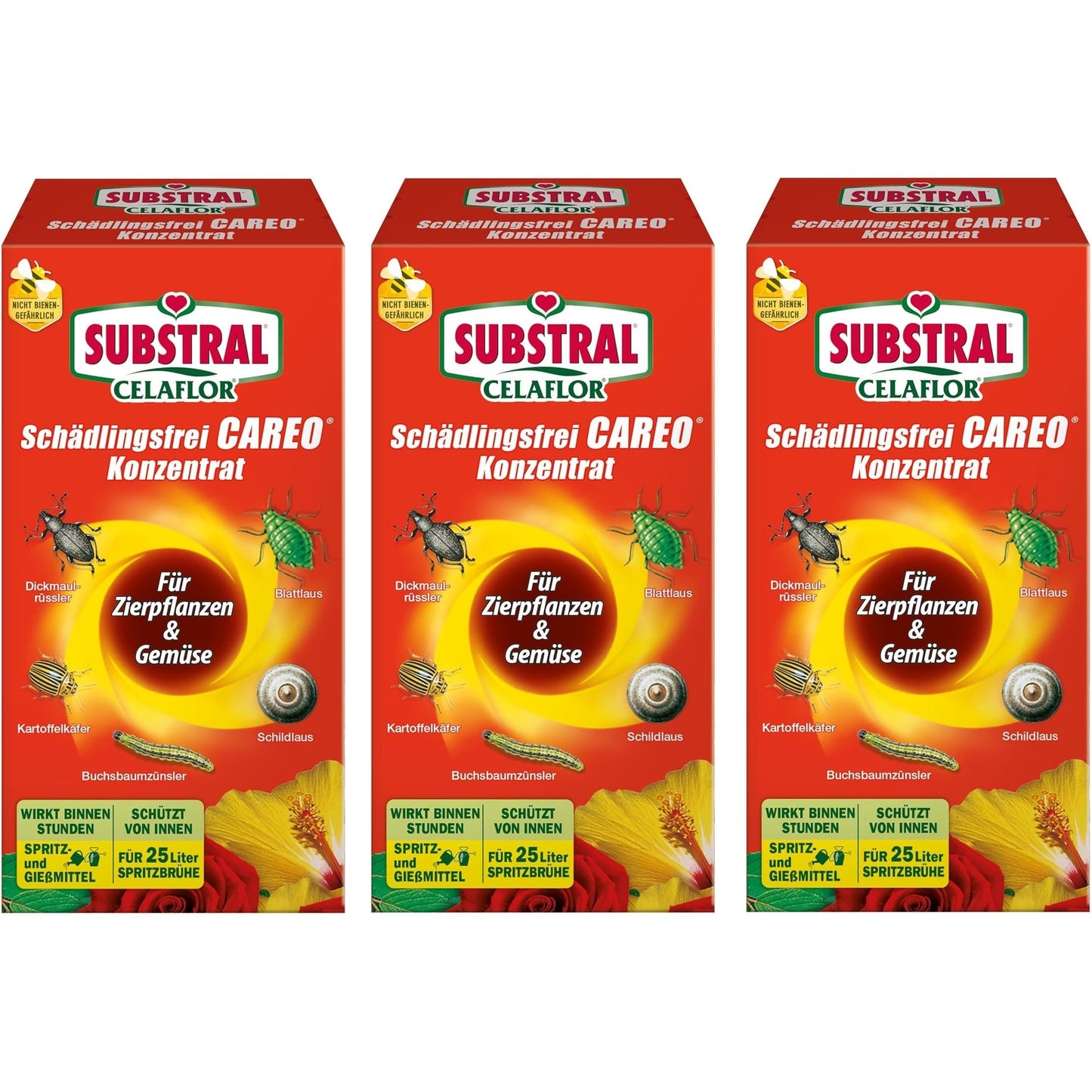 Celaflor Schädlingsfrei CAREO Konzentrat für Gemüse und Zierpflanzen 3 x 250 ml