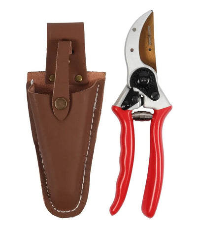 Premium Gartenschere mit Lederholster - geschmiedete Titanklinge