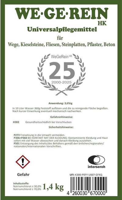 Wegerein 4,2 kg (3 x 1,4 kg) Steinpflegemittel, Reinigungsmittel, Grünbelagentferner