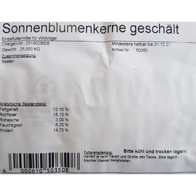 Geschälte Sonnenblumenkerne Heinrichs Agrar 25 Kg