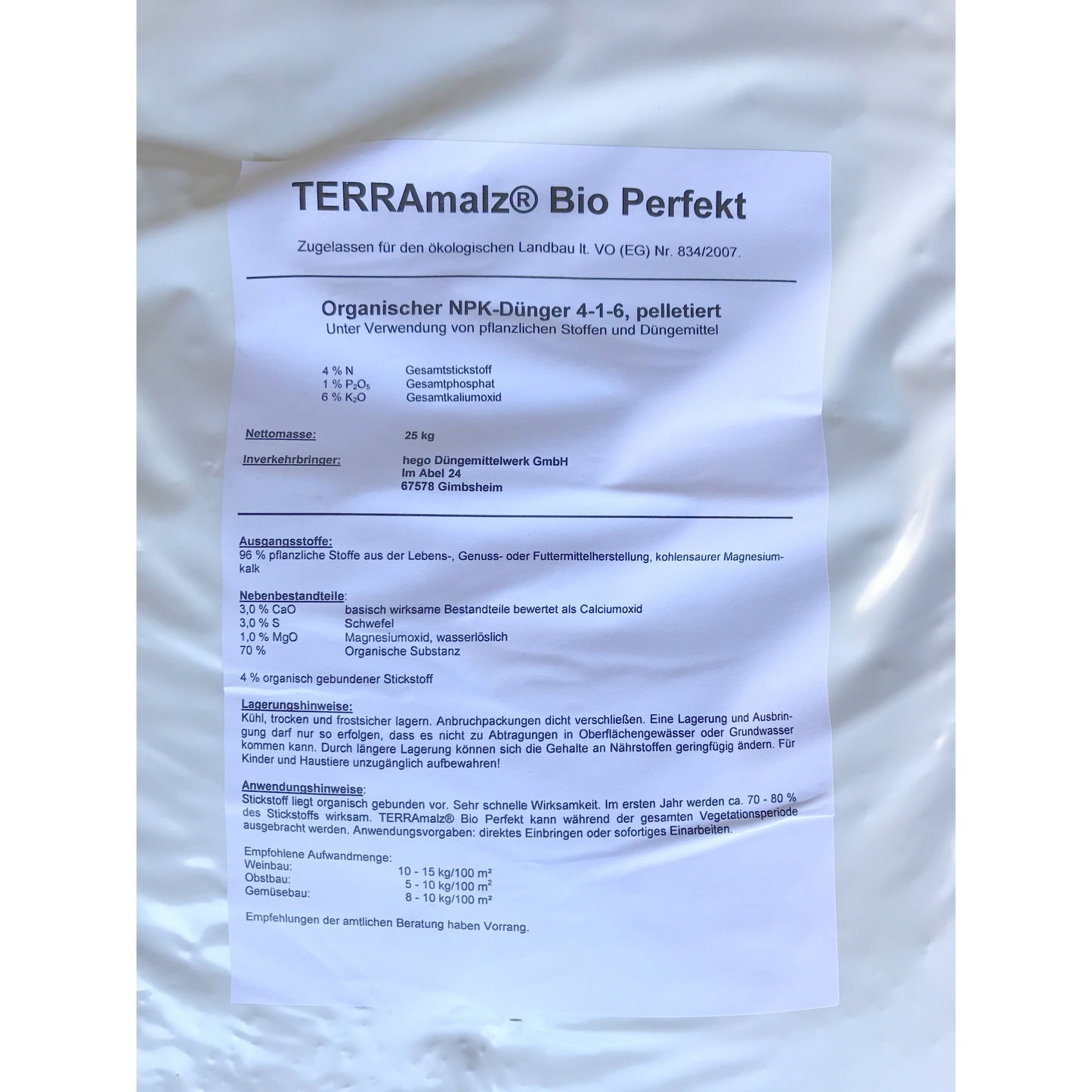 Profi Dünger 1000 kg big bag TERRAmalz® Bio Perfekt Malzkeim-Pellets