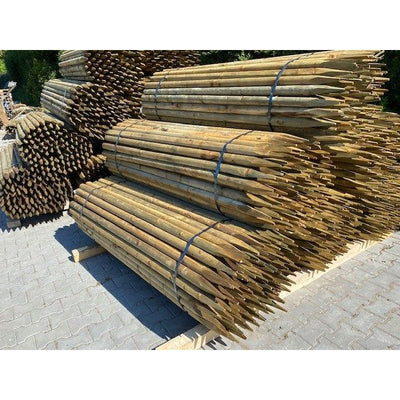 10 St. Holzpfosten 2 m rund gefräst 6 cm Zaunpfähle Zaunpfosten Kiefer Staketen