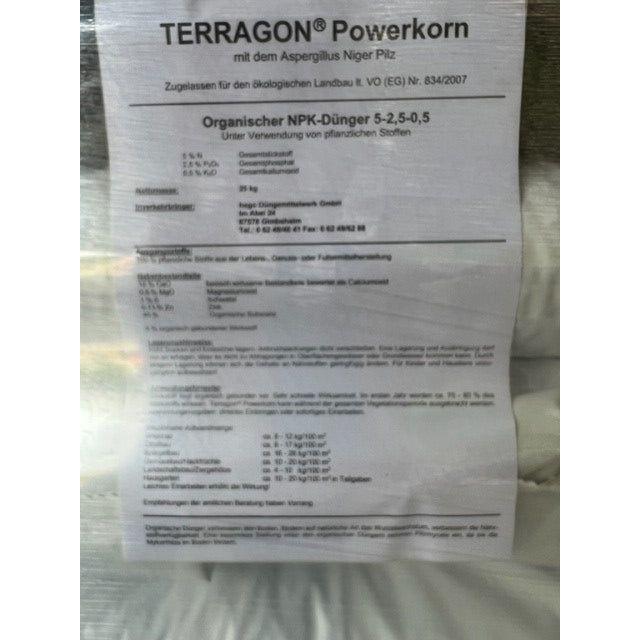 Profi Dünger 36 x 25 = 900 kg  TERRAGON Powerkorn 25 kg Biodünger organischer NPK Rasendünger