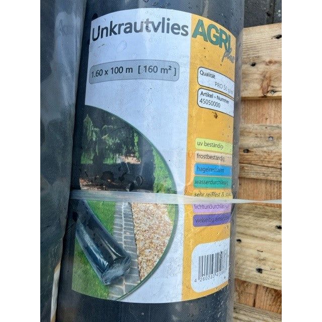 Unkrautvlies UV 50 g, 1,60 x 100 m Rolle zur Flächenabdeckung Beetabdeckung