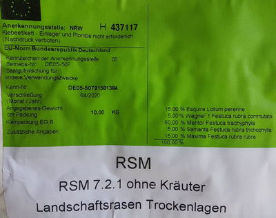 RSM 7.2.1 ohne Kräuter / Landschaftsrasen Trockenlagen 10 Kg
