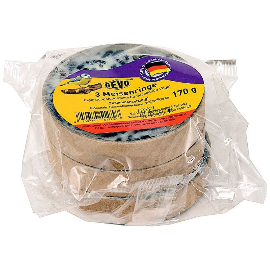 Meisenringe 3 Stück mit ca. 170 g Vogelfutter Winterfutter Fettfutter