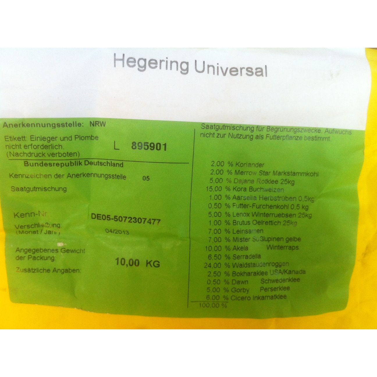 Hegering Universal (Jägermischung) 10 Kg Wildackermischung