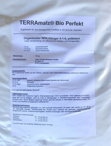 Profi Dünger 5 kg TERRAmalz® Bio Perfekt Malzkeim-Pellets – Heinrichs Agrar